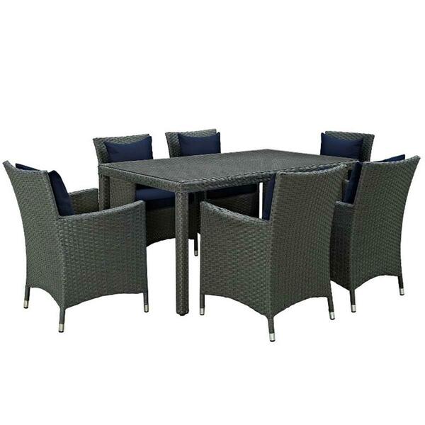 Modway Furniture Sojourn Outdoor Patio Sunbrella Dining Set, Canvas Navy - 7 Piece EEI-2312-CHC-NAV-SET